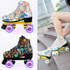 Adult Children Graffiti Roller Skates Shoes Double Row Four-Wheel Roller Skates Shoes, Size: 41(Flash Wheel White)