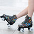 Adult Children Graffiti Roller Skates Shoes Double Row Four-Wheel Roller Skates Shoes, Size: 41(Flash Wheel Black)