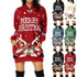 Women Christmas Elk Print Long Sleeve Sweatshirt Dress (Color:Black Size:S)
