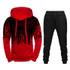 Men Loose Print Hoodie Sport Sweatshirt Set (Color:Red Size:XXL)