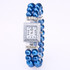 Square Dial Diamond Pearl Bracelet Watch(blue)