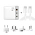 GAN 65W PD45W Dual Type-C / QC3.0 USB  Multi Compatible Charger + 2m USB-C to USB-C Data Cable EU + UK + AU + US Plug White