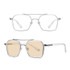 A5 Double Beam Polarized Color Changing Myopic Glasses, Lens: -600 Degrees Change Tea Color(Transparent Silver Frame)