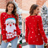 Women Santa Pullover Sweater Alphabet Embroidered Knit Sweater, Size: XXL(Red)