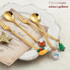 2pcs /Pack Christmas Mixing Spoon Fruit Fork With Pendant Flatware, Style: Fubuku (Blue Box)