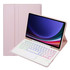 For Samsung Galaxy Tab S9 FE Candy Color Touch Backlight Bluetooth Keyboard Leather Tablet Case with Pen Holder(Pink)