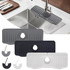 Bathroom Kitchen Silicone Faucet Anti-Splash Drain Mat, Color: Black+Waterproof Edge(37x14.7x2cm)