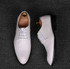 Men Business Dress Shoes Crocodile Leather Shoes Pointed Strips Brock Casual Shoes, Size:38(White)