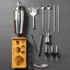 550ml 12 In 1 Stainless Steel Bartender Wooden Stand Set Cocktail Bartending Tools