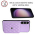 For Samsung Galaxy S23+ 5G Rhombic Texture Card Bag RFID Phone Case with Long Lanyard(Light Purple)