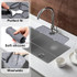 Kitchen Bath Faucet Silicone Drain Mat Sink Splash Proof Silicone Pad(Black)