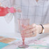 5 Champagne Wine Glasses + Wine Bottle Set Transparent Plastic Cup for Picnics(Transparent Pink)