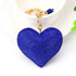 Heart Keychain Leather Tassel Gold Key Holder Metal Crystal Key Chain Keyring Charm Bag Auto Pendant Gift(blue)