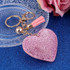 Heart Keychain Leather Tassel Gold Key Holder Metal Crystal Key Chain Keyring Charm Bag Auto Pendant Gift(pink)