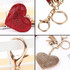 Heart Keychain Leather Tassel Gold Key Holder Metal Crystal Key Chain Keyring Charm Bag Auto Pendant Gift(green)