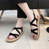 Women Flat With Open Toe Sandals Bohemian Slippers, Shoe Size:37(Black)