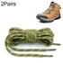 2 Pairs Round High Density Weaving Shoe Laces Outdoor Hiking Slip Rope Sneakers Boot Shoelace, Length:100cm(Army Green-Yellow)