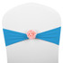 Chair Sashes Bows Decor Elastic Spandex Chair Sash with Pink Flower Stretch Chair Band Wedding Decoration(Sky Blue)