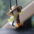 Car Cartoon Duck Rear View Mirror Interior Pendant(Drink Glasses Pink Hat Duck)