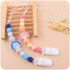 Baby Anti-drop Chain Pacifier Clips Silicone Rainbow Beads Dummy Holder Nipple Clip(Pink)