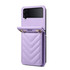 For Samsung Galaxy Z Flip4 Rhombic Folding Leather Phone Case with Long Lanyard(Purple)