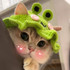 Pet Headgear Props Cats And Dogs Knitted Hat Headwear, Size: M(Frog Hat)