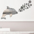 22pcs /Set Acrylic Dolphin Spitting Bubbles Mirror Wall Sticker Home Decoration Soft Mirror(Silver)