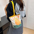 Oil Painting Style Cartoon Handbag Outdoor Portable Cute Single-shoulder Bag, Color: Salary