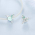 S925 Sterling Silver Platinum-plated Hummingbird Flower DIY Beads(BSC981)