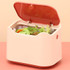 17.8 x 13 x 13.5cm Push Type Desktop Wastebasket With Lid Small Odor-Isolating Pet Litter Pan(White Pink)