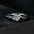 S925 Sterling Silver Platinum Plated Love Moissanite Ring, Size: No.7(MSR047)