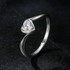 S925 Sterling Silver Platinum Plated Love Moissanite Ring, Size: No.7(MSR047)