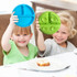 3 Compartments Baby Silicone Suction Cup Plate Childrens Complementary Feeding Bowl(Blue)