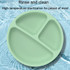 3 Compartments Baby Silicone Suction Cup Plate Childrens Complementary Feeding Bowl(Green)