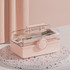 Cosmetics Storage Box Plastic Anti -Dust Transparent Desktop Medicine Box L Pink