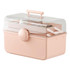 Cosmetics Storage Box Plastic Anti -Dust Transparent Desktop Medicine Box L Pink