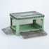 Folding Plastic Storage Box Stackable Storage Organizer with Wheels  37 x 26.5 x 22 cm, Color: Green Wooden Lid