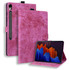 For Samsung Galaxy Tab S9 FE+ Cartoon Sakura Cat Embossed Leather Tablet Case(Rose Red)