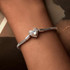 S925 Sterling Silver Plated White Gold Heart DIY Basic Bracelet, Length: 17cm