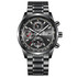 BINBOND B6022 30m Waterproof Luminous Multifunctional Quartz Watch, Color: Black Steel-Black