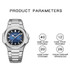 BINBOND B1885 30m Waterproof Retro Luminous Square Men Quartz Watch, Color: Black Steel-Blue-White