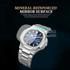 BINBOND B1885 30m Waterproof Retro Luminous Square Men Quartz Watch, Color: Black Steel-Blue-White