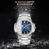 BINBOND B1885 30m Waterproof Retro Luminous Square Men Quartz Watch, Color: Black Steel-Blue-White