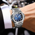 BINBOND B1885 30m Waterproof Retro Luminous Square Men Quartz Watch, Color: Black Steel-Blue-White