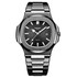 BINBOND B1885 30m Waterproof Retro Luminous Square Men Quartz Watch, Color: Black Steel-Black-White