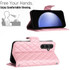 For Samsung Galaxy S23 FE 5G Rhombic Texture Flip Leather Phone Case with Lanyard(Pink)