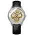 BINBOND B3030 Embossed Dragon Luminous Waterproof Quartz Watch, Color: Black Leather-White Steel-White