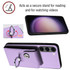 For Samsung Galaxy S23 5G Organ Card Bag Ring Holder Phone Case with Long Lanyard(Purple)