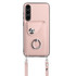 For Samsung Galaxy S23 5G Organ Card Bag Ring Holder Phone Case with Long Lanyard(Pink)