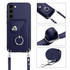 For Samsung Galaxy S23 5G Organ Card Bag Ring Holder Phone Case with Long Lanyard(Blue)